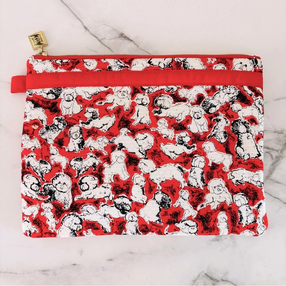 Carolina Herrera Neiman Marcus‎ Target Cosmetic Jewelry Pouch Dog Theme Zip